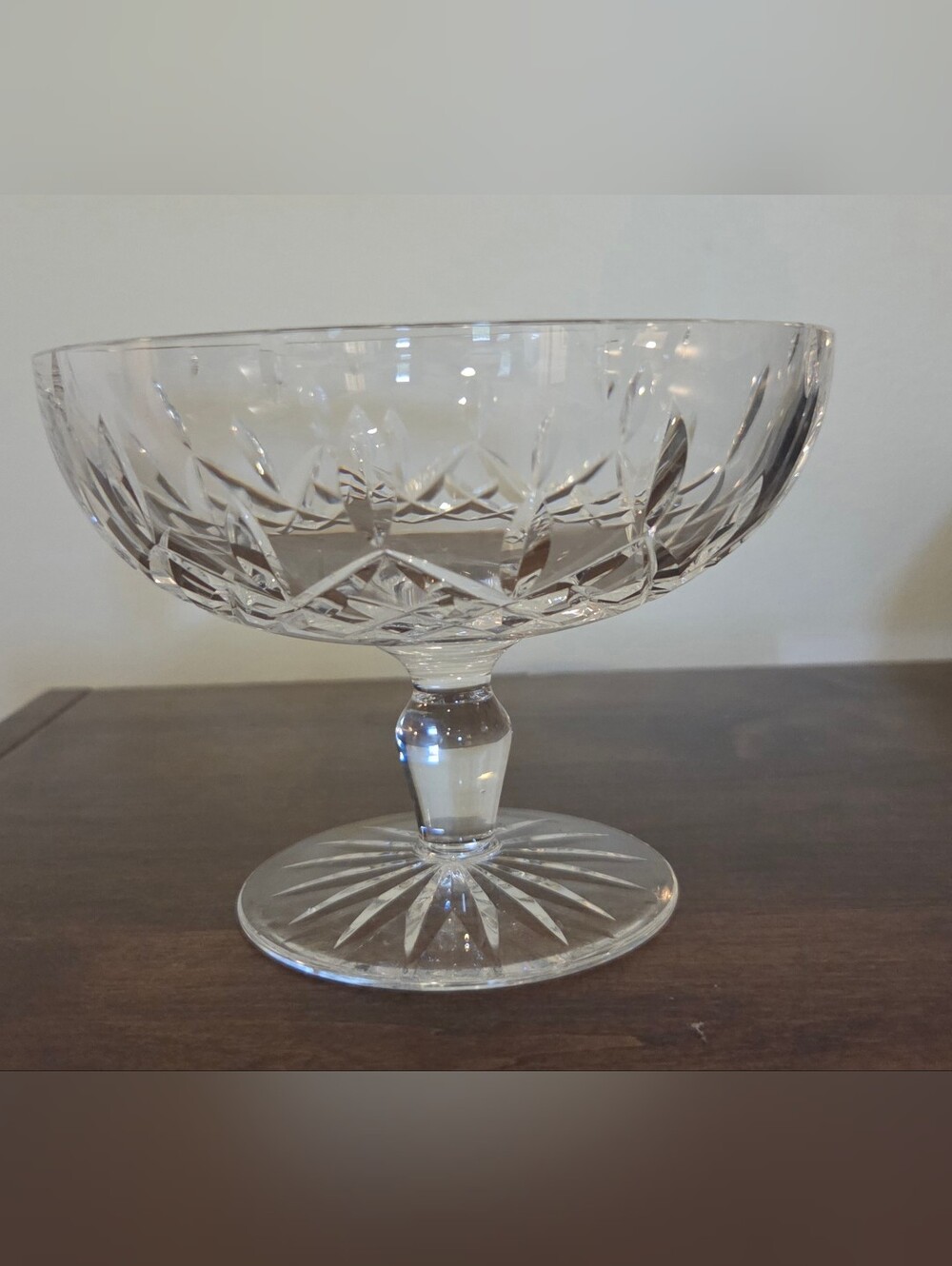 Waterford Crystal Clear Cut-Glass Pedestal Compote 5" Tall